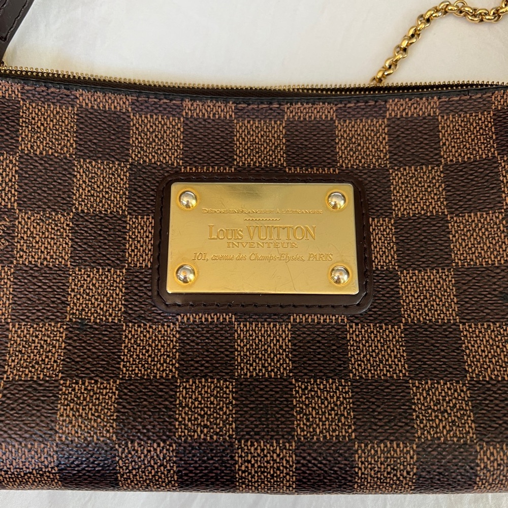 Authentic Louis Vuitton Damier Ebene Eva Clutch